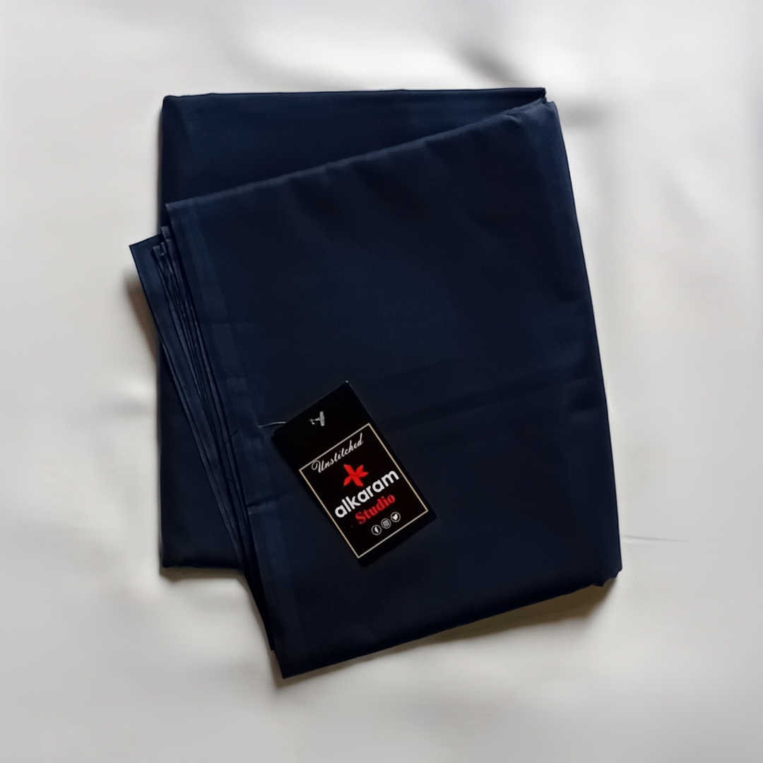 Plain-Deep Navy Blue Cotton Suiting Fabric