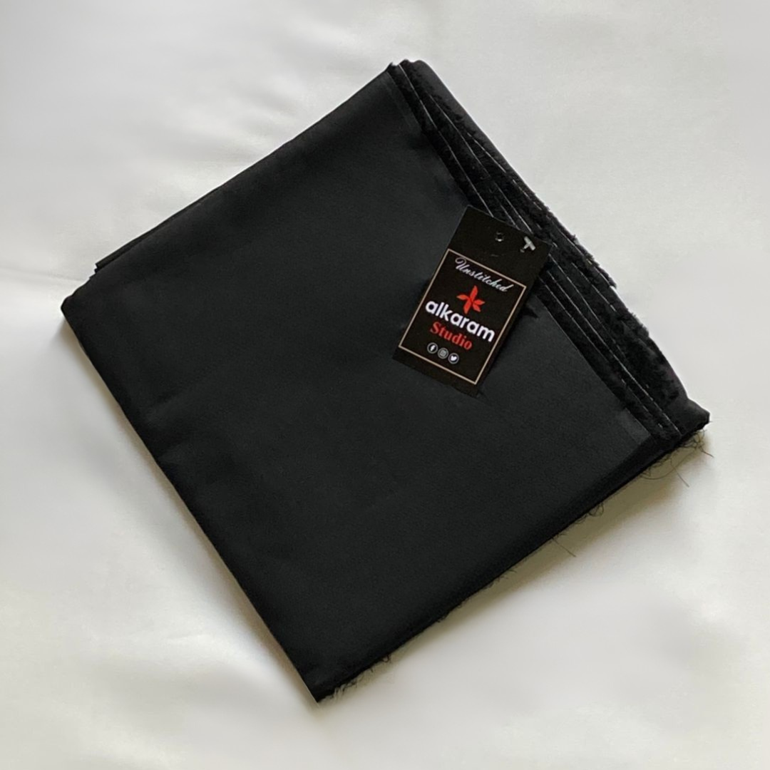 Plain-Black Cotton Suiting Fabric