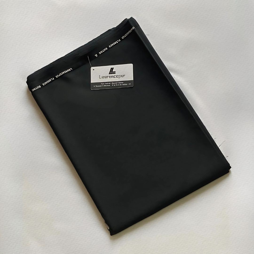 Plain-Black, S 140s Pure Wash n Wear, Florence Suiting Fabric