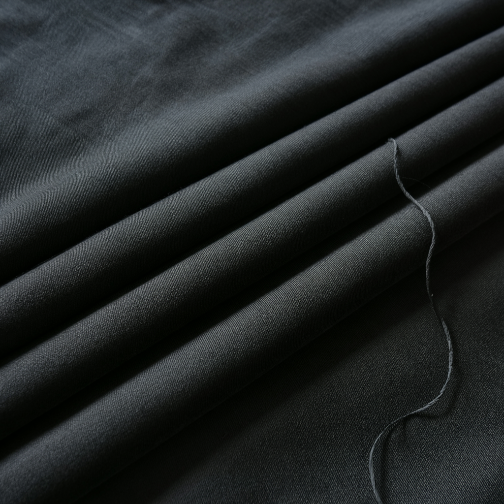 Plain-Black Cotton Suiting Fabric