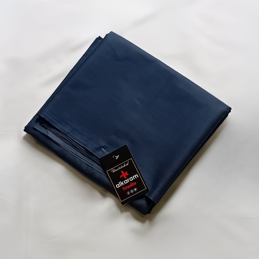 Plain-Deep Navy Blue Cotton Suiting Fabric