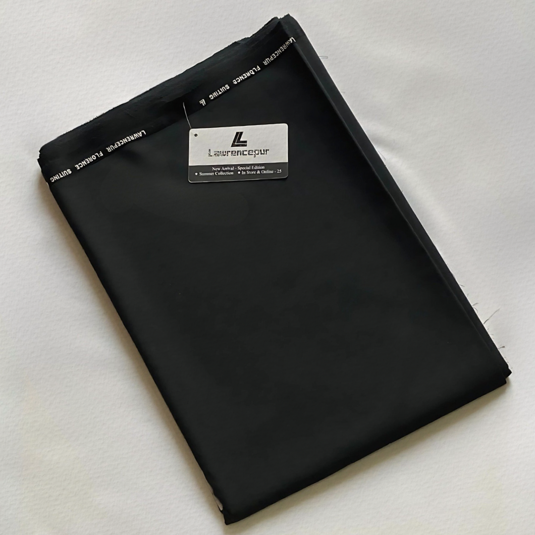 Plain-Black, S 140s Pure Wash n Wear, Florence Suiting Fabric